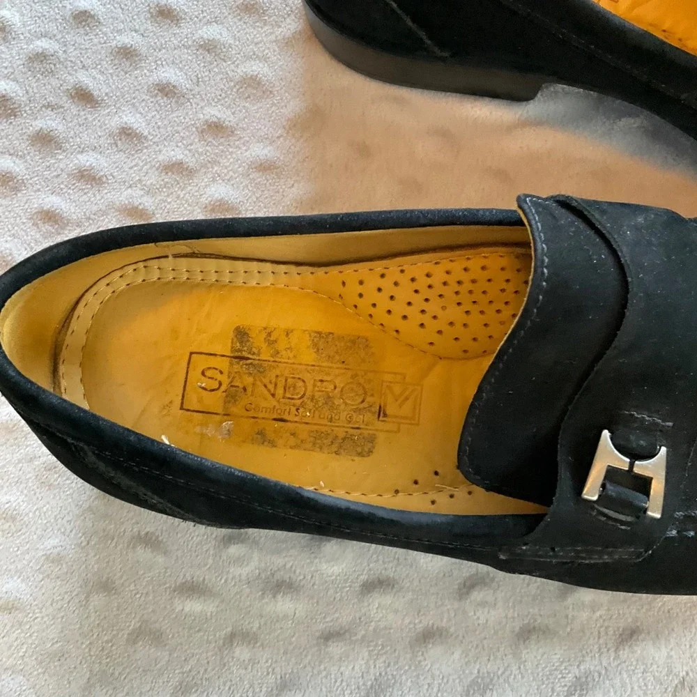 Sandro Moscoloni Loafers Mens 8D Black Suede Bit‎ Detail Slip On Shoes